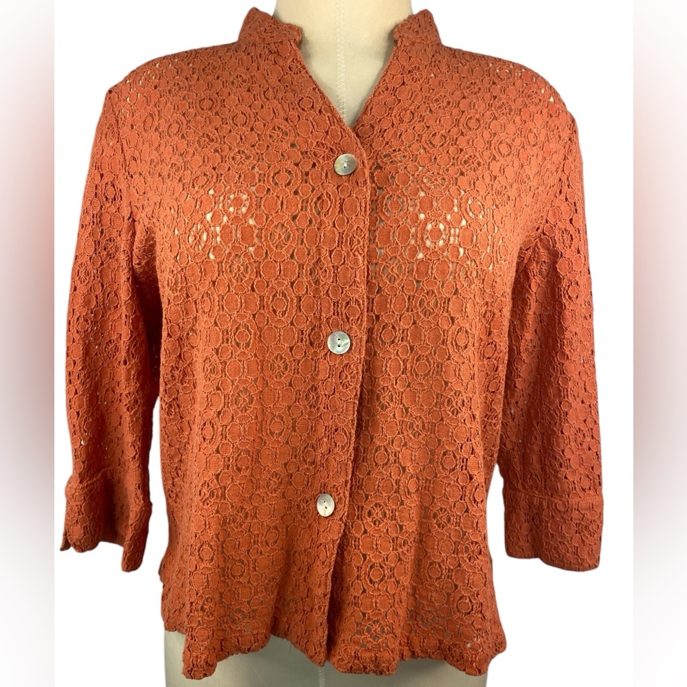 Ruby Rd. Favorites 3/4 Length Sleeve Button Up Blouse / Jacket Women’s Size 12